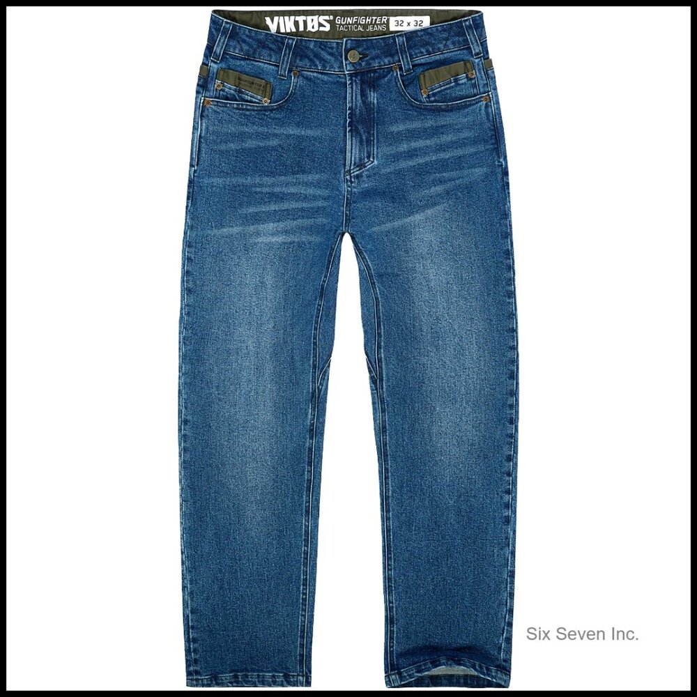 Tactical Stretch Denim Jeans Loose Fit Multiple Pockets Durable Casual Edc